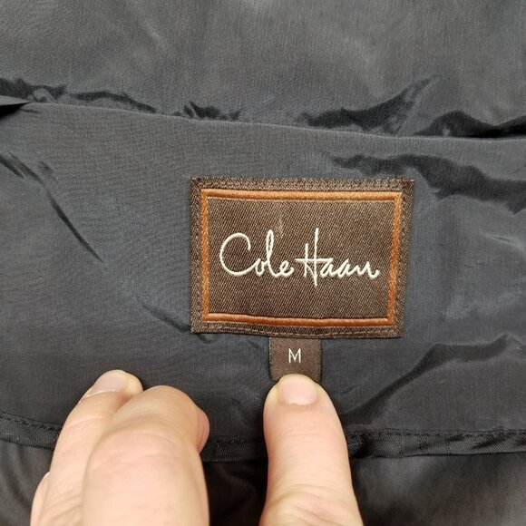 ✅Cole Haan Black Windbreaker Jacket Stowaway Hood Lightweight Women's M - Picture 2 of 13